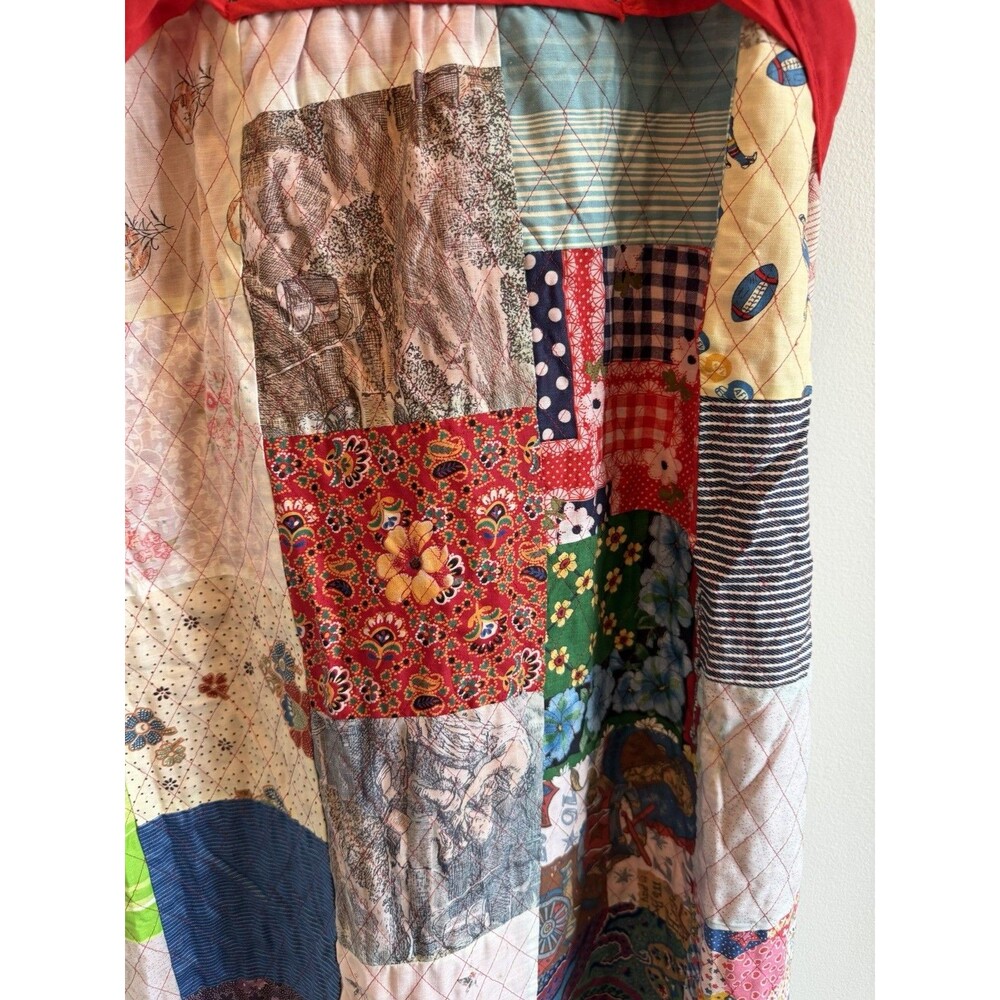 Vtg Handmade Patchwork Cottagecore Prairie Maxi Dress Quilted Peasant Gypsy - Picture 3 of 10
